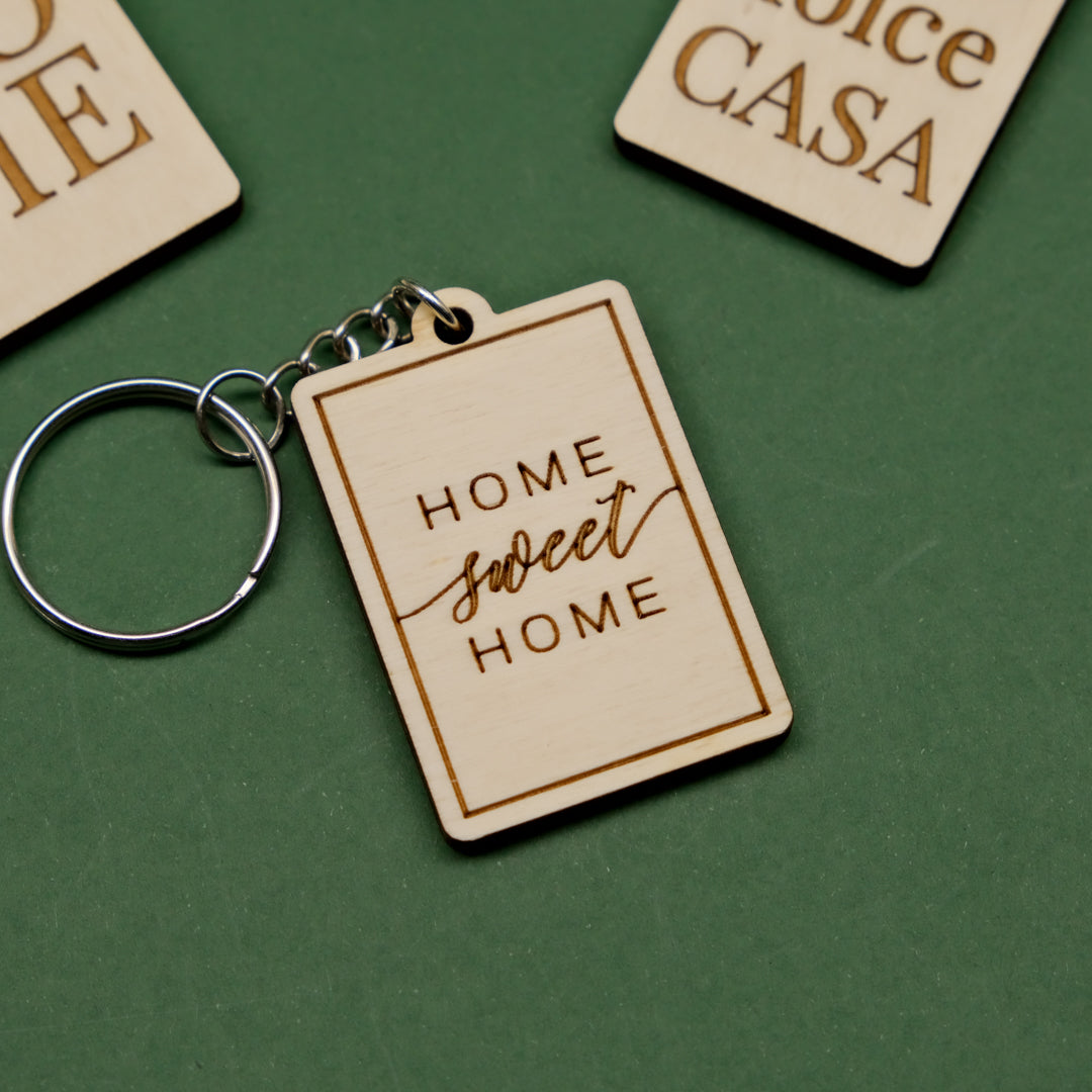 Portachiavi con frasi in legno