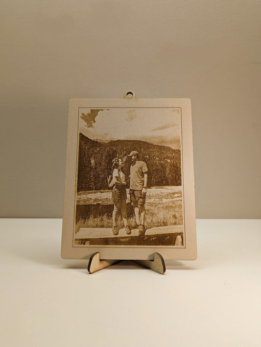 Quadretto in legno con foto incisa